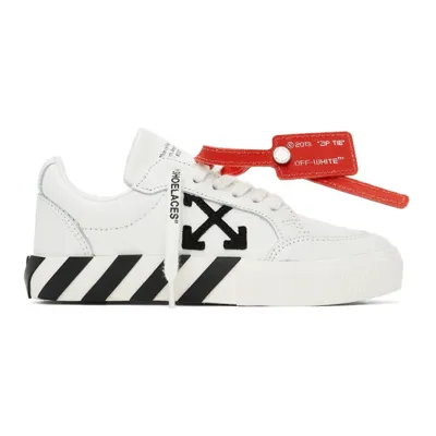 Off-white Kids White And Black Vulcanized Lace Up Sneakers In White Black