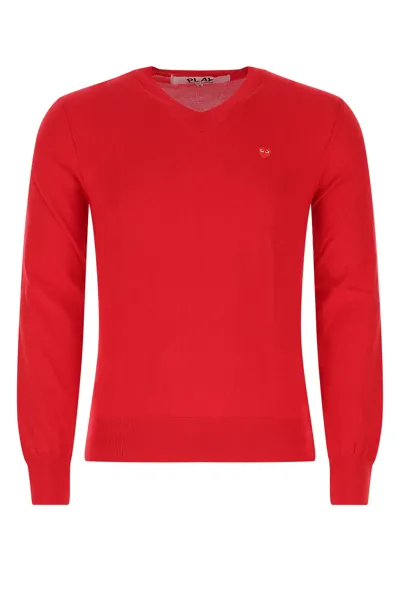 Comme Des Garçons Play Red Cotton Sweater Red Comme Des Garcons Play Uomo S