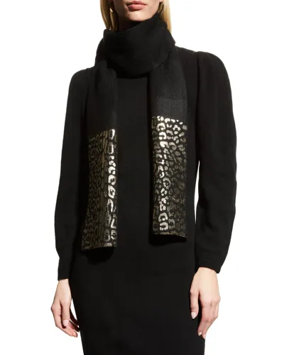 Jocelyn Metallic Printed Wool-blend Scarf In Black