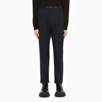 Gramicci Navy Checked Wool Blend Trousers In Blue