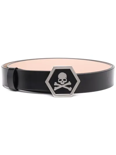 Philipp Plein Skull-motif Leather Belt In Black