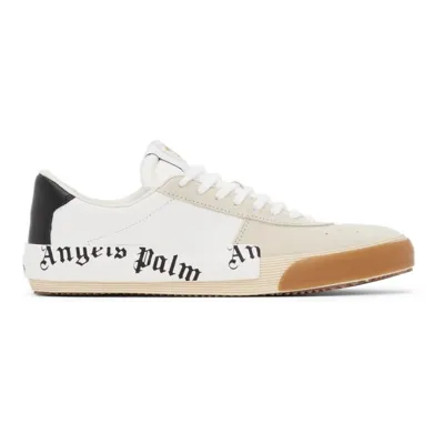 Palm Angels Perforated Logo-print Suede And Leather Sneakers In White Brown