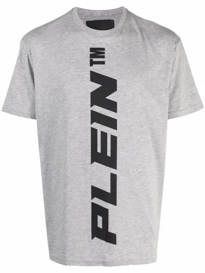 Philipp Plein Vertical Logo Print T-shirt In Grey