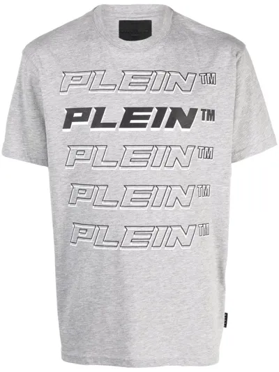 Philipp Plein Plein Repeat Logo T-shirt In Grey