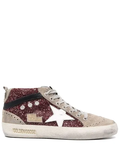 Golden Goose Mid Star High-top Sneakers In Dark Red