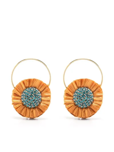 La Doublej Saturn Crystal-embellished Earrings In Multicolor Cristallo/azzurro