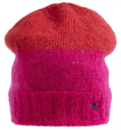 Raf Simons Two-tone Rs Knit Beanie In Pink