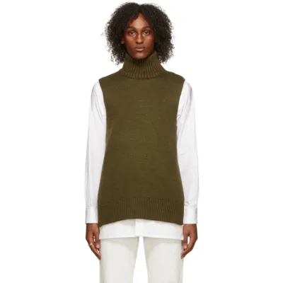 Maison Margiela Green Slit Turtleneck In 707f Military