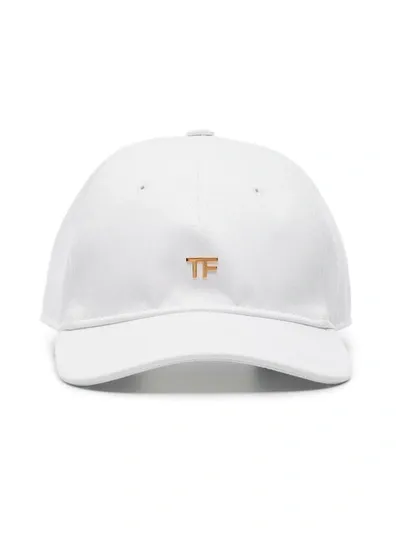 Tom Ford Logo Cotton Canvas Baseball Cap In White