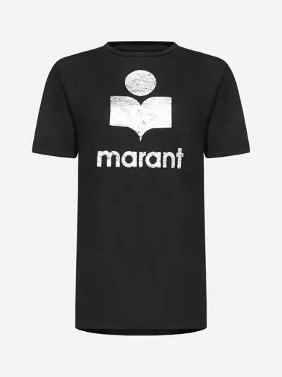 Isabel Marant Étoile Zewel Logo Linen T-shirt In Black