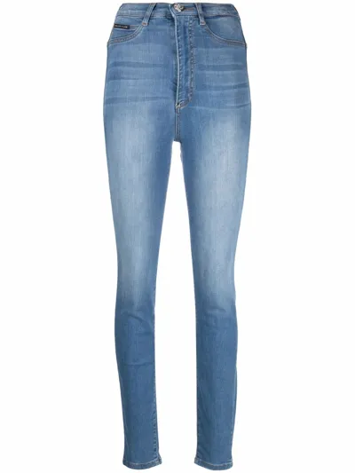 Philipp Plein High-waisted Skinny Jeans In Blau