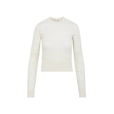 Sportmax Perforated Crewneck Knitted Jumper In White