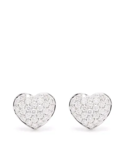 Leo Pizzo 18kt White Gold Amore Diamond Stud Earrings In Silber