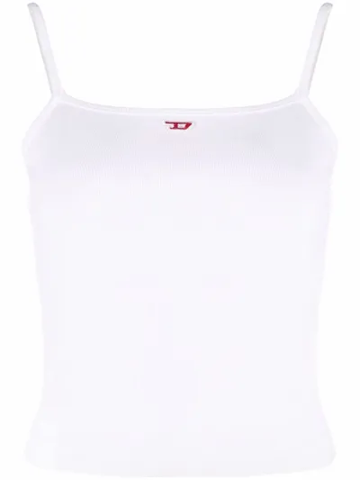 Diesel Stretch Cotton Jersey Logo Tank Top In White