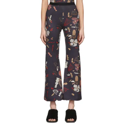 Elliss Ssense Exclusive Black Ditsy Floral Cut-out Trousers In Midnight