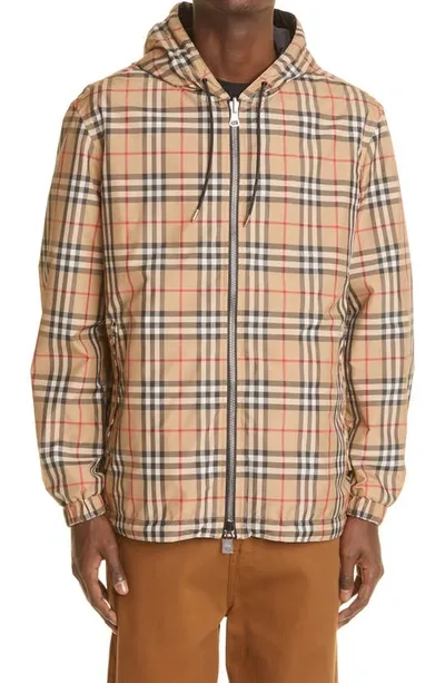 Burberry Stretton Reversible Vintage-check Hooded Jacket In Archive Beige