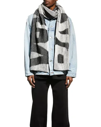 Balenciaga Men's Wool Logo Scarf In Gray