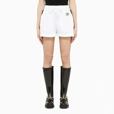 Gucci White Shorts With Gg Patch And Web