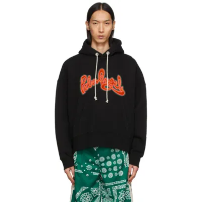 Palm Angels Logo-print Cotton-jersey Hooded Sweatshirt In Black