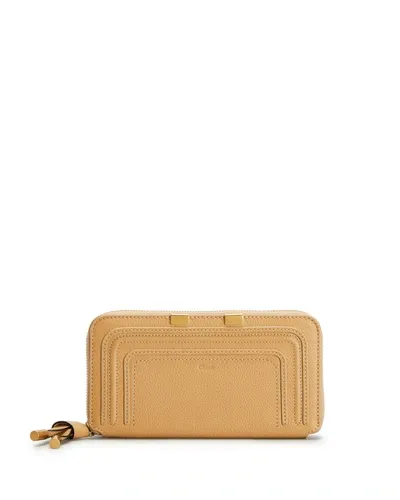 Chloé Marcie Calfskin Long Zip Wallet In Brown