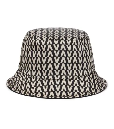 Valentino Garavani Vlogo Signature Printed Twill Bucket Hat In Black