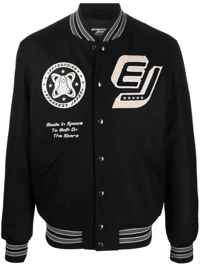 Enterprise Japan Varsity Patch-detail Bomber Jacket In Black