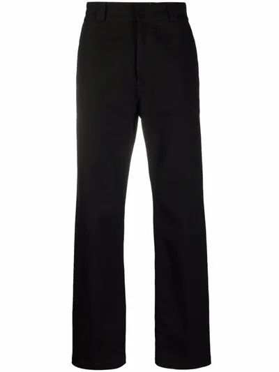 Loewe Contrast-stitch Straight-leg Trousers In Black