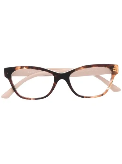 Prada Cat Eye-frame Two-tone Glasses In Brown