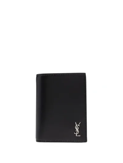 Saint Laurent Logo Plaque Wallet In Black