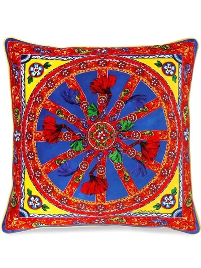 Dolce & Gabbana Carretto-print Cushion In Red