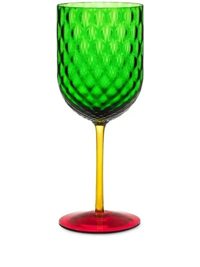 Dolce & Gabbana Hand-blown Murano Red Wine Glass In Multicolor