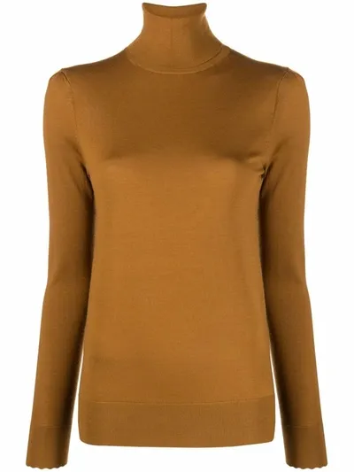 Chloé Roll-neck Wool Jumper In Braun