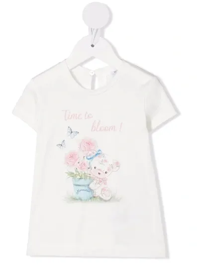 Monnalisa Babies' Bear Flower Top In White