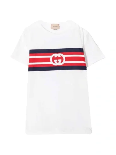 Gucci Kids' Logo Printed Cotton Jersey T-shirt In White