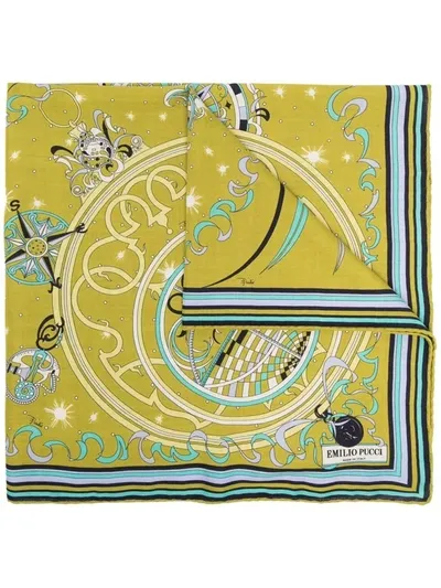 Emilio Pucci Esperidi-print Square Wool Scarf In Grün