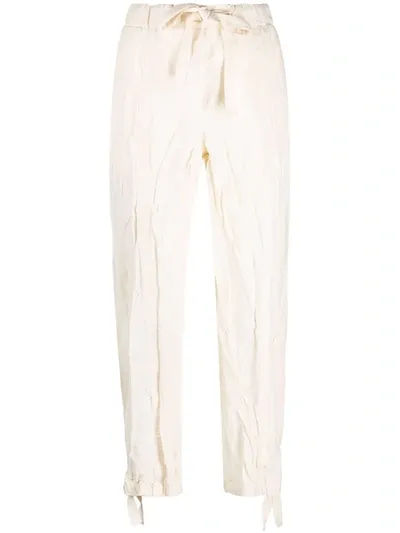 Jil Sander Drawstring Crinkle-effect Trousers In Cream