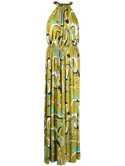 Emilio Pucci Itinerari-print Evening Dress In Green