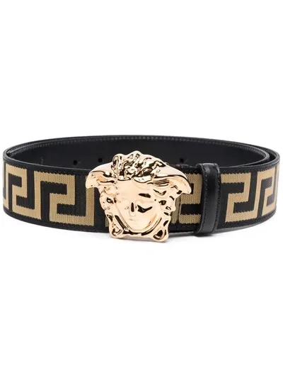 Versace Medusa-head Leather Belt In Black