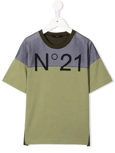 N°21 Kids' Logo-print Short-sleeve T-shirt In Green