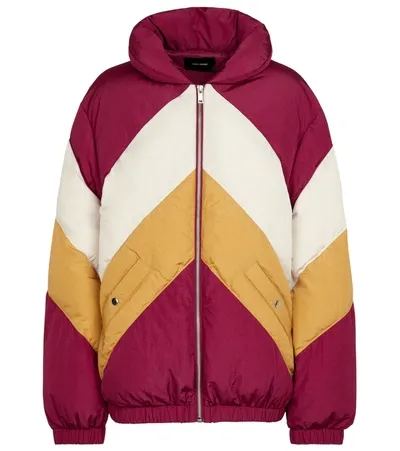 Isabel Marant Bacelia Colorblocked Puffer Jacket In Raspberry