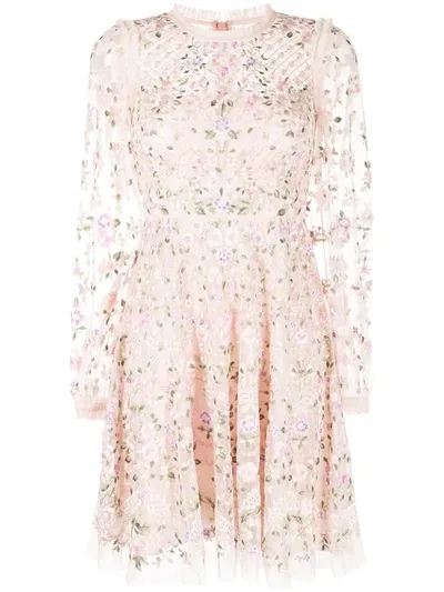 Needle & Thread Floral-embroidered Tulle Dress In Pink