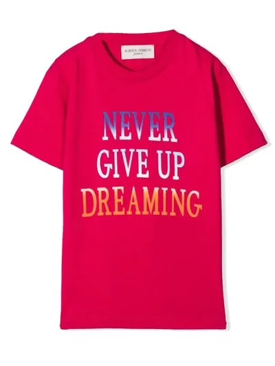 Alberta Ferretti Teen Slogan-print Cotton T-shirt In Pink