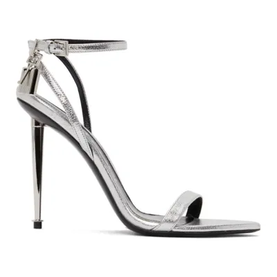 Tom Ford Laminated Nappa Padlock Pointy Naked Sandal - Atterley In Silver