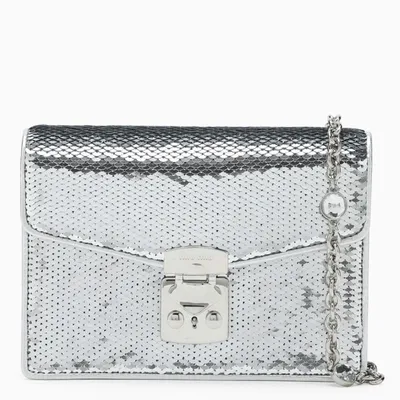 Miu Miu Silver Sequin Miu Confidential Bag In Metal