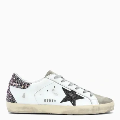 Golden Goose White/black/multicolour Super-star Low Sneakers With Glitters