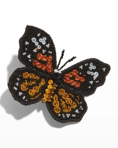 Jennifer Behr Small Monarch Beaded Hair Clip In Black