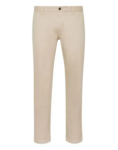 Philipp Plein Hexagon-patch Slim-fit Chinos In Beige