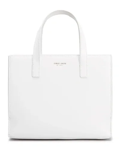 Giorgio Armani Leather Mini Shopping Tote Bag In White