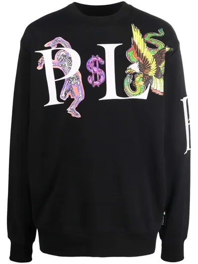 Philipp Plein Graphic-print Cotton Sweatshirt In Black