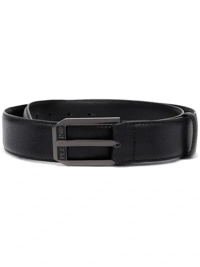 Philipp Plein Saffiano Leather Buckled Belt In Schwarz